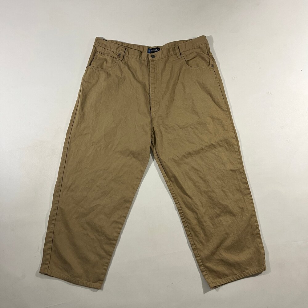 Vintage Y2K Iced Out Baggy Khaki Wide Leg Hip Hop Skater Pants W46
